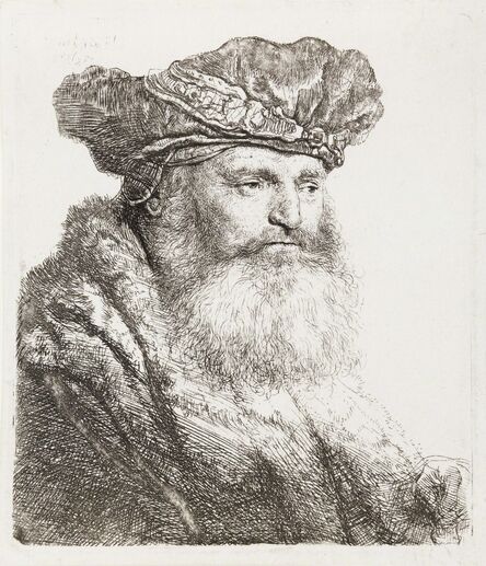 Rembrandt van Rijn, ‘Bearded Man, Wearing a Velvet Cap, with a Jewel Clasp’, 1637