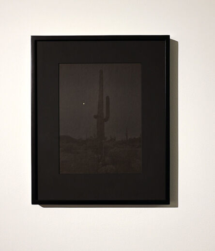 Mark Klett, ‘Color Saguaros series (Saguaro in Darkness with Moon, November 2018)’, 2020