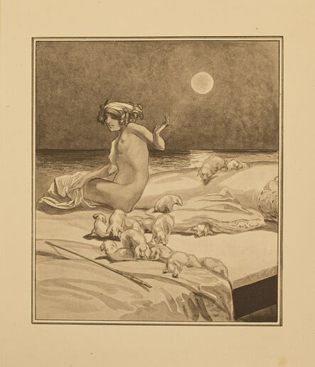 Franz von Bayros, ‘Kirke und die Ferkel (Kirke and the piglets)’, 1914