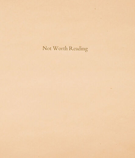 Matthew Higgs, ‘Not worth reading’, 2009