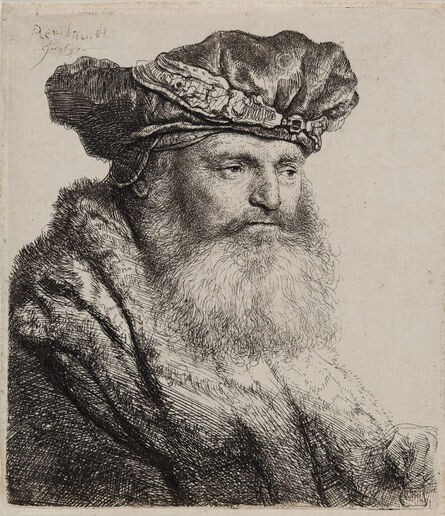 Rembrandt van Rijn, ‘Bearded Man, Wearing a Velvet Cap, with a Jewel Clasp’, 1637