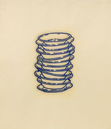 Robert Therrien, ‘No title (stacked plates, shaded blue)’, 2018