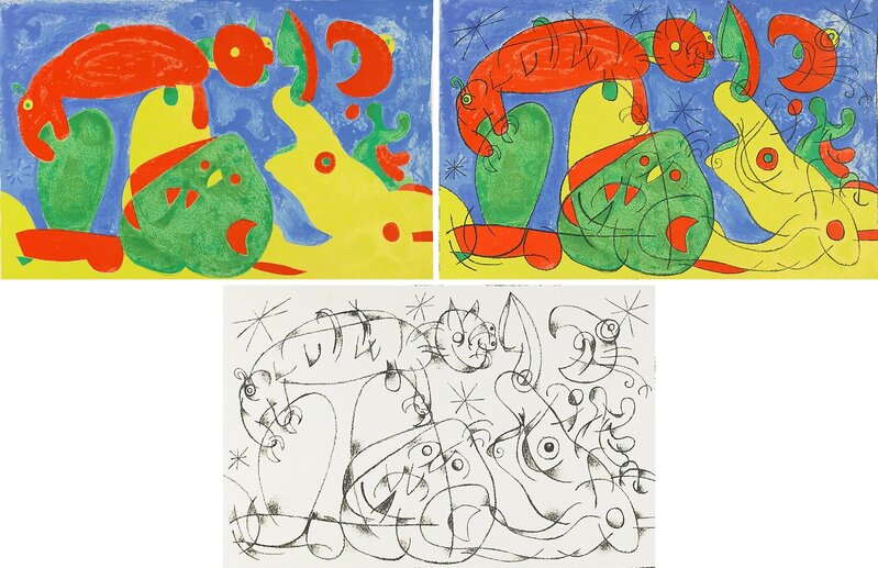 Joan Miró, ‘Suites pour Ubu Roi’, 1966, Print, Three lithographs in colors, Rago/Wright/LAMA/Toomey & Co.