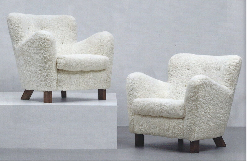 Fritz Hansen, ‘Pair of armchairs, model no. 1669’, ca. 1960, Design/Decorative Art, Sheepskin and beech, Geoffrey Diner Gallery