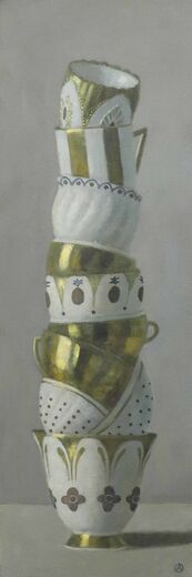 Olga Antonova (b. 1956), ‘Tower of White and Gold Teacups’, 2019