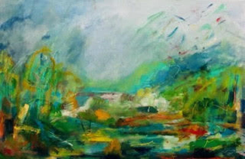 Nancy E. F. Halbert, ‘Garden View’, 2019, Painting, Oil and pastel on canvas, InLiquid