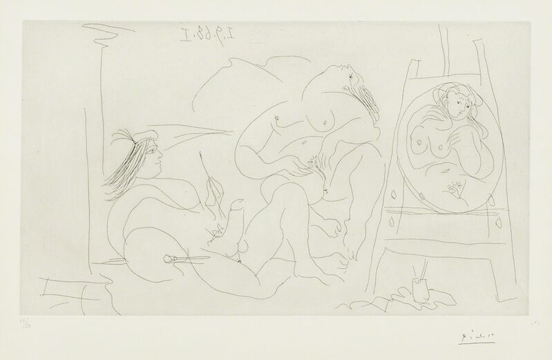Pablo Picasso, ‘Erotic Series (Picasso, Raphael et la Fornarina VI: enfin seuls! Series 347)’, 1968, Print, Etching (framed), Rago/Wright/LAMA