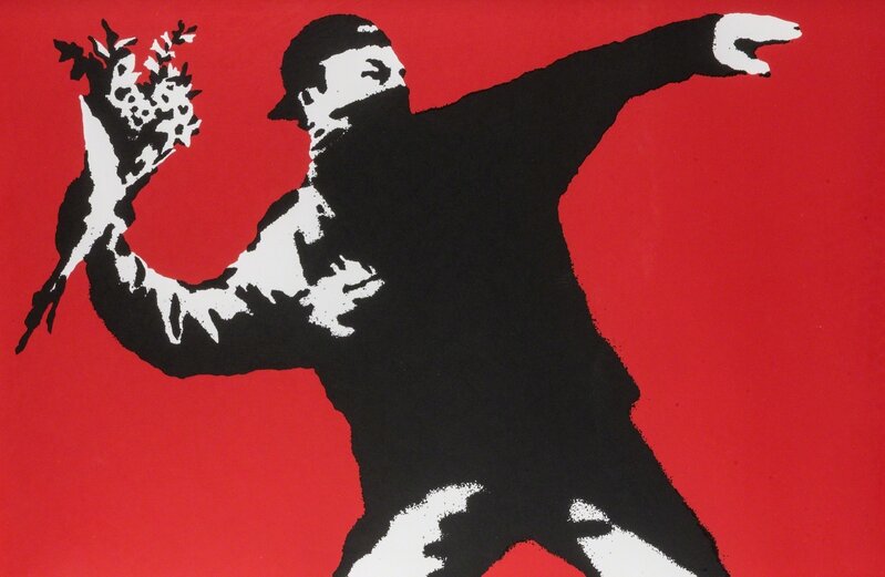 Banksy, ‘Love Is In The Air’, Print, Screenprint in colours on wove paper, Forum Auctions