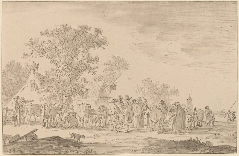 Cornelis Ploos van Amstel after Jan van Goyen, ‘Cattle Market’, 1767, Print, Transfer technique and roulette, National Gallery of Art, Washington, D.C.