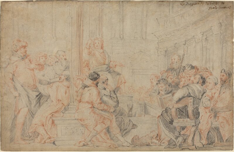 After Paolo Veronese, ‘Christ among the Doctors’, Drawing, Collage or other Work on Paper, Red and black chalks on laid paper, National Gallery of Art, Washington, D.C.