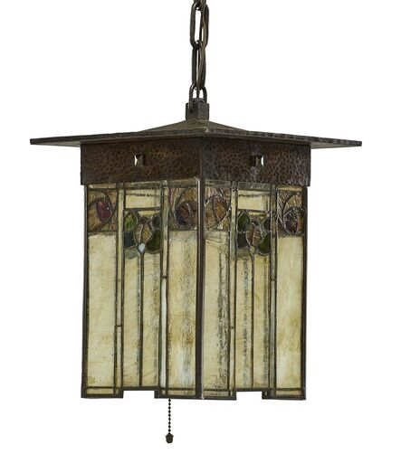 Gustav Stickley, ‘Exceptional and rare lantern with stylized flowers’, ca. 1905
