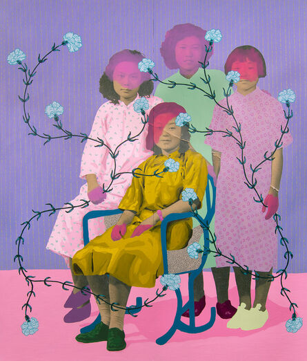Daisy Patton, ‘Untitled (Pink Family with Light Aqua Flowers)’, 2021