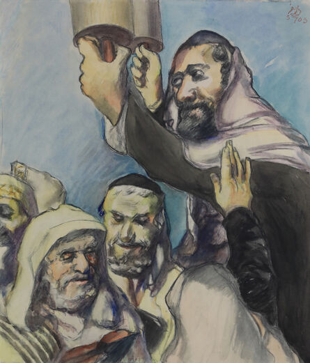 Ludwig Meidner, ‘Lifting the Torah’, 1943