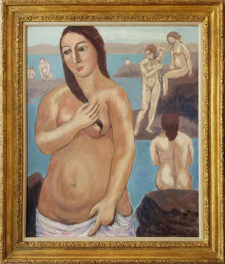 Abraham Walkowitz, ‘Nude with Pink Towel ’, ca. 1920