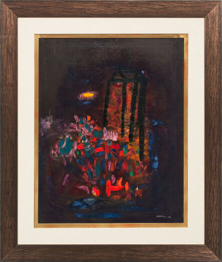 Ralph Rosenborg, ‘"House & Flowers & Moonlight" Oil/Canv, Framed, List $12,000’, 1957
