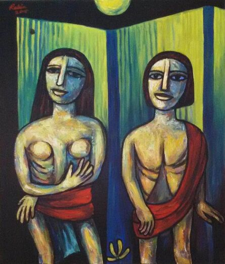 Rabin Mondal, ‘Couple, Oil & Acrylic on Canvas by Modern  Indian Artist “In Stock”’, 2000-2018