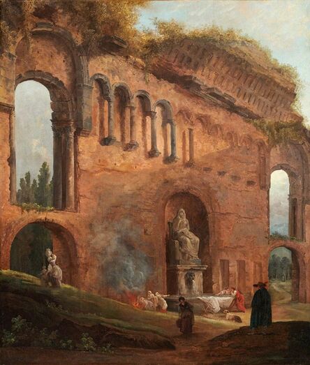 Hubert Robert, ‘Roman Ruins with Laundresses’, ca. 1777