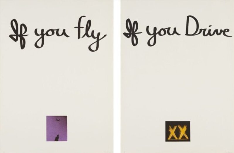 Chris Burden, ‘Chris Burden, If You Fly, If You Drive (diptych) Prints,  ’, 1973, Print, Two Lithographs on Arches Paper, David Lawrence Gallery