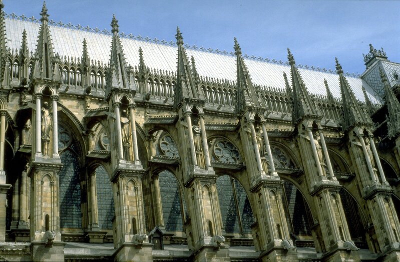 ‘Reims Cathedral: exterior, detail of flying buttresses on south side of nave’, ca. 1211-1290, Architecture, Allan Kohl