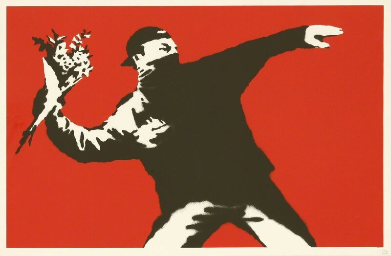 Banksy, ‘Love Is In The Air’, 2003, Print, Screenprint in colours, Sworders