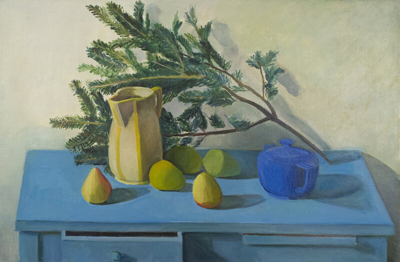 Lynn Kotula, ‘Still Life with Spruce Branch ’, 1989, Painting, Oil on canvas, Bowery Gallery