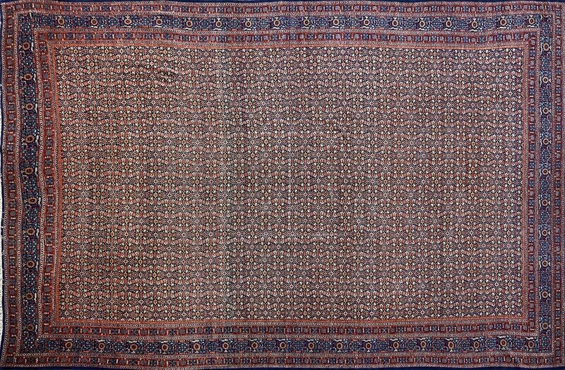 ‘Northwest Persian Senna Carpet’, ca. 1900, Textile Arts, Floral medallions in red, blue, and cream tones, Rago/Wright/LAMA/Toomey & Co.