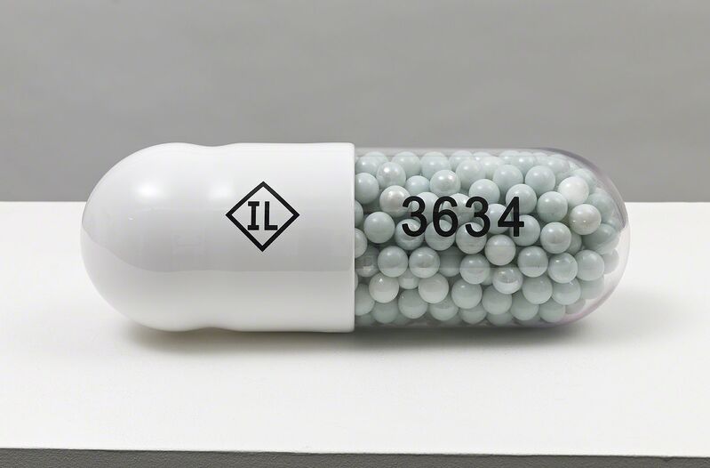 Damien Hirst, ‘Theophylline Extended Release IL 3634’, 2014, Sculpture, Polyurethane resin with ink pigment. PETG vacuum formed shell filled with white glass marbles. 2014. Edition of 30. Numbered, signed and dated in the cast., Paul Stolper Gallery