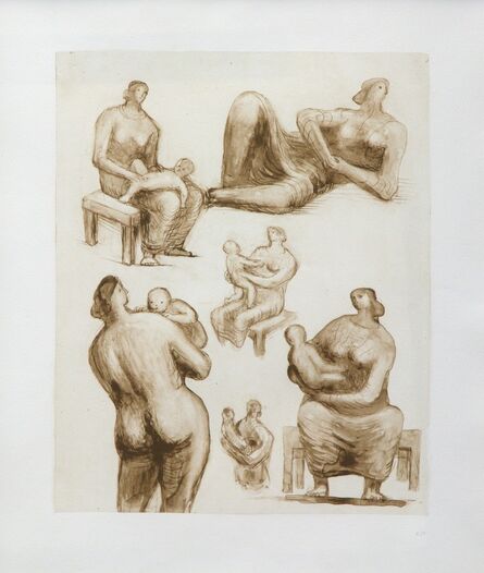 Henry Moore, ‘Mother and Child Studies and Recling Figure’, 1977
