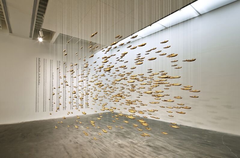 Chris Burden, ‘All the Submarines of the United States of America. Installation view, “Chris Burden: Extreme Measures” at New Museum, New York, 2013’, 1987, Installation, 625 miniature cardboard submarines, New Museum