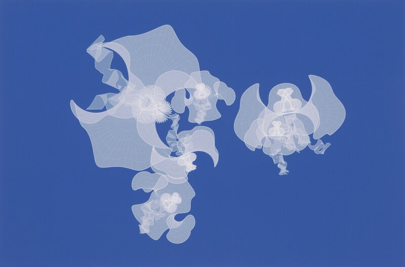 Alice Aycock, ‘Wavy Eneper: White on Blue’, 2011, Print, Digital inkjet on fine art paper, The Watermill Center Benefit Auction