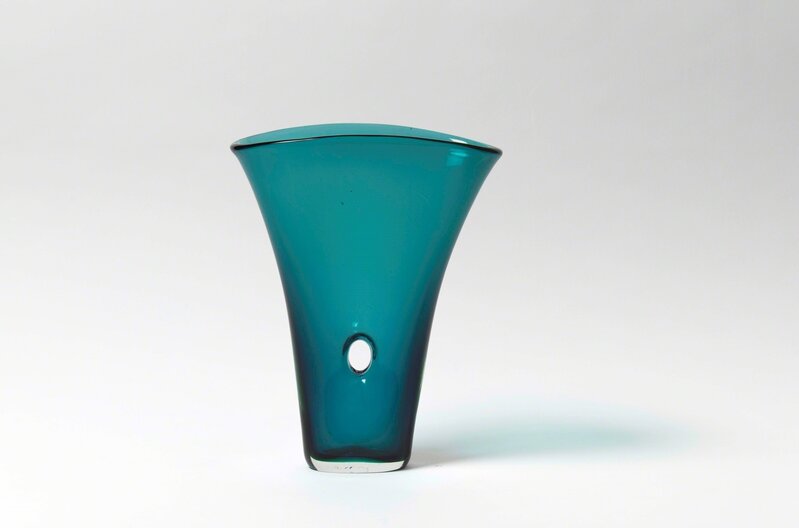 Fulvio Bianconi, ‘A fan shaped vase in blow turquoise glass with an hole in the middle’, 1952 ca, Design/Decorative Art, Cambi