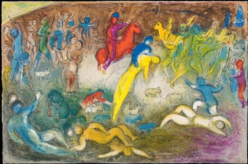 Marc Chagall, ‘Chloe is Carried Off by the Methymneans’, 1961, Print, Original lithograph printed in colors on Arches wove paper., Galerie d'Orsay
