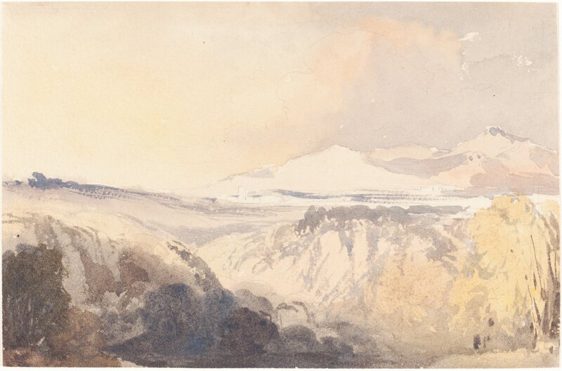 John Gendall, ‘Landscape with a Distant Mountain Range’, Drawing, Collage or other Work on Paper, Watercolor over graphite on wove paper, National Gallery of Art, Washington, D.C.