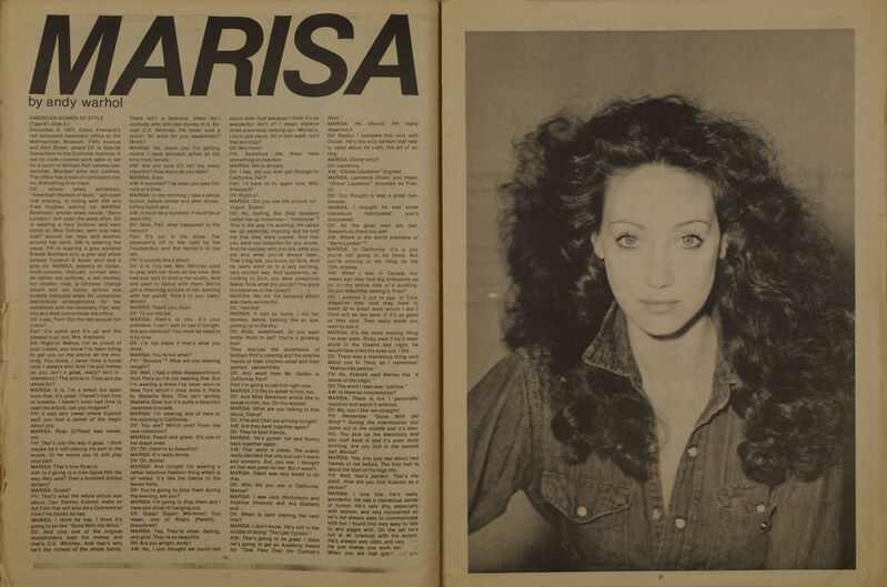 Andy Warhol, ‘Interview, Marisa Berenson’, 1975, Mixed Media, Felt pen on the magazine cover, Itineris