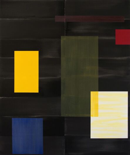 Milly Ristvedt, ‘Black - large, yellow, green, blue, geometric abstraction, acrylic on canvas’, 2000