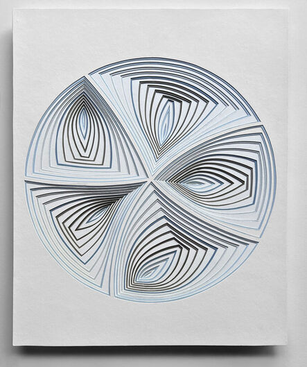Elizabeth Gregory-Gruen, ‘Free-Hand, Minimal, Cut Work: 'Blue Taupe Circle In'’, 2024
