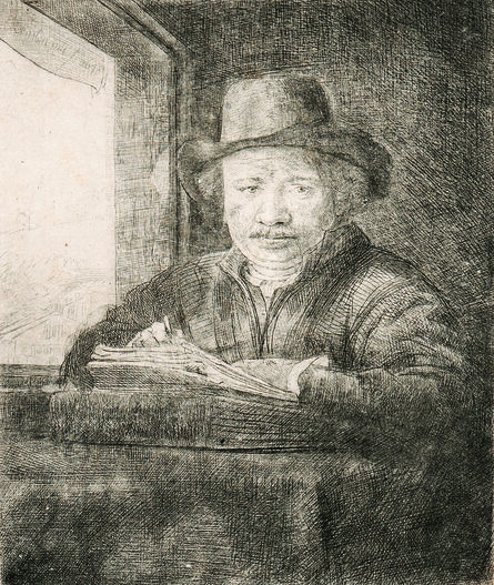 Rembrandt van Rijn, ‘Self Portrait Drawing at a Window’, 1648