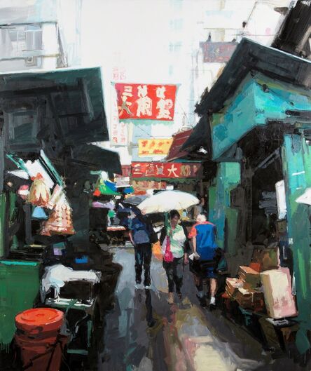 James Hart Dyke, ‘Street scene, green and red, Hong Kong’, 2013