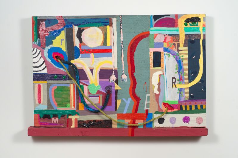 Chris Johanson, ‘How'd I Even Get Here no. 1’, 2015, Painting, Found wood, watercolor, house paint, rope, Fleisher/Ollman