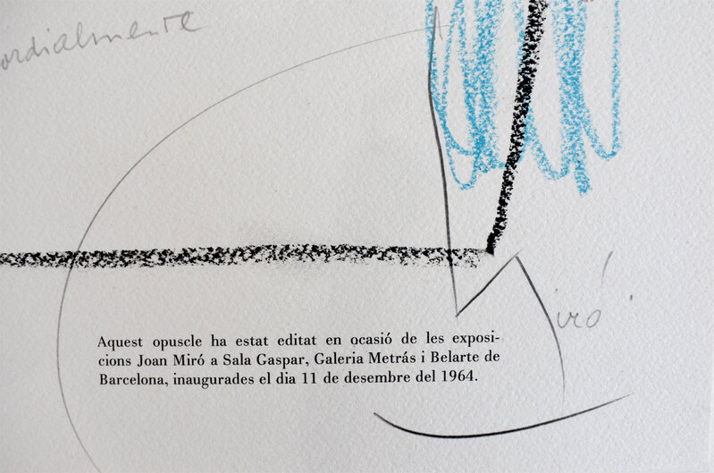 Joan Miró, ‘Untitled (Fernando Gutiérrez) | Sans titre’, 1964, Drawing, Collage or other Work on Paper, Unique Signed and Dedicated Drawing in Crayon on Paper, Gilden's Art Gallery