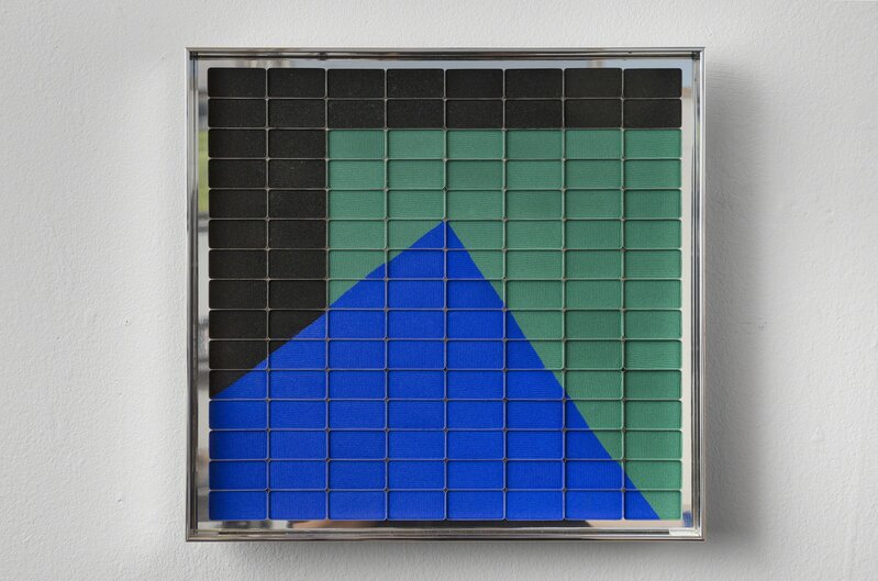 Rachel Lachowicz, ‘Untitled (Colliding Squares: Green, Black, Blue)’, 2012, Mixed Media, Eyeshadow, aluminum, Shoshana Wayne Gallery