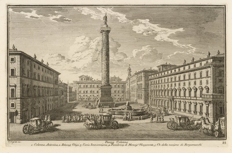 Giuseppe Vasi, ‘Piazza Colonna’, 1747, Engraving, Getty Research Institute