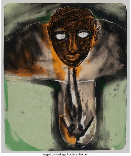 Francesco Clemente, ‘Self Portrait in Red and Green’, c. 1980