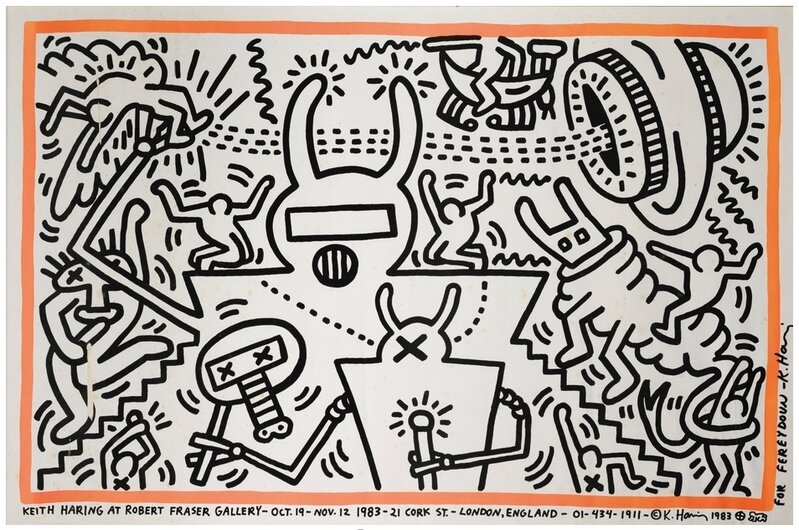 Keith Haring, ‘Robert Fraser Gallery Poster’, 1983, Print, Lithograph and screenprint in colour, on wove paper., Rhodes