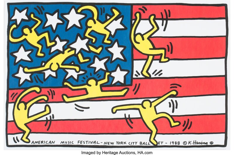 Keith Haring, ‘American Music Festival-New York City Ballet, poster’, 1988, Print, Serigraph in colors on paper, Heritage Auctions
