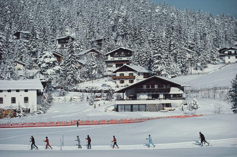Slim Aarons, ‘Skiing In Seefeld’, 1985, Photography, C print, IFAC Arts