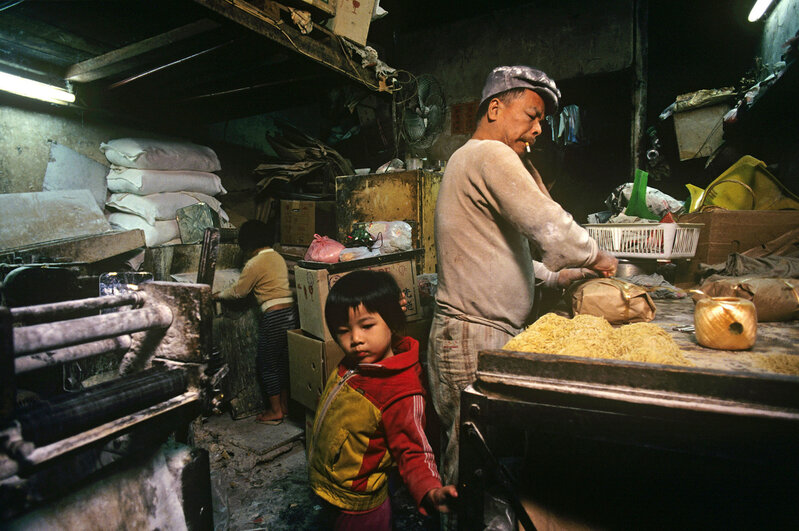 Greg Girard, ‘'Noodle Factory and Family Residence' Hong Kong’, 1989, Photography, Archival Pigment Print on Hahnemuhle Photo Silk Baryta, Blue Lotus Gallery