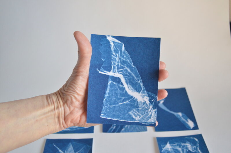 Alyson Belcher, ‘Treading Light no. 21 (diptych) - framed white’, 2020, Photography, Cyanotype photographic print - unique, Andra Norris Gallery