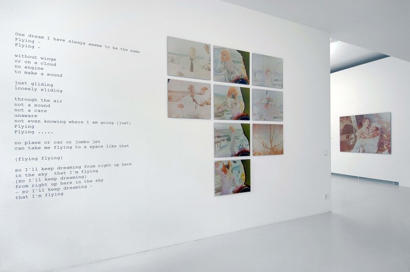 Stefanie Schneider, ‘Flying (Stage of Consciousness) - analog, mounted, installation featuring Udo Kier and Radha Mitchell’, 2008, Installation, 9 pieces (each 50x62cm) plus wall text and music, piece installed all included ca. 300x320cm, analog C-Prints hand-printed by the artists on Fuji Crystal Archive Paper, hand-printed by the artist, based on 9 Polaroids, Instantdreams