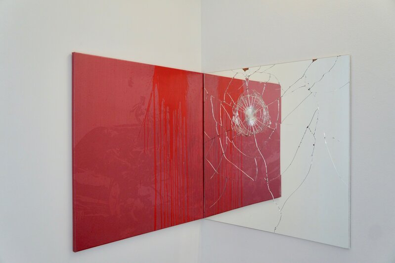 Sebastien Mehal, ‘Accident IV’, 2017, Painting, Screenprint, acrylic paint on canvas, broken mirror, Espace D'art Contemporain 14N 61W